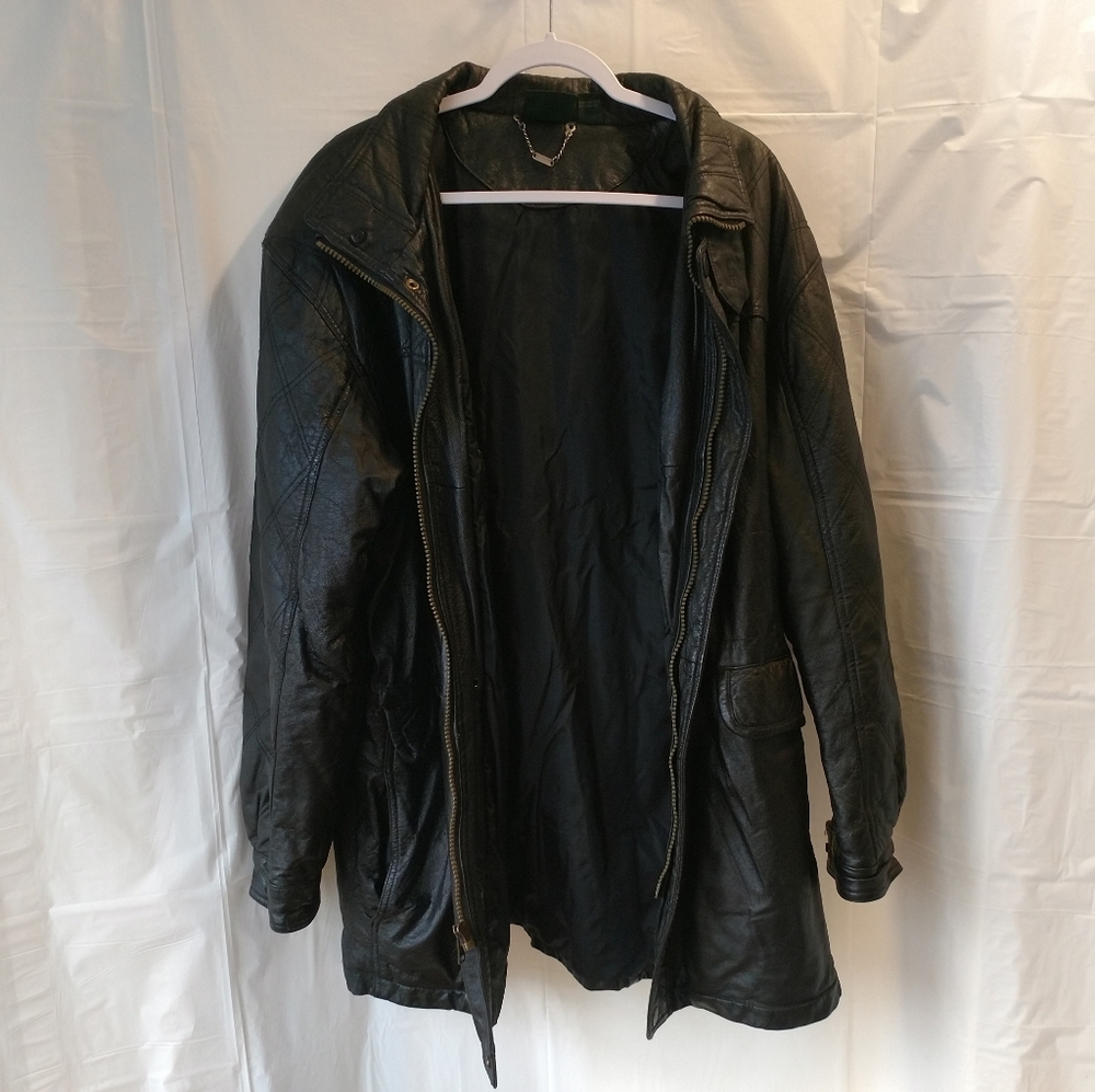 Stefano man leather jacket size large black